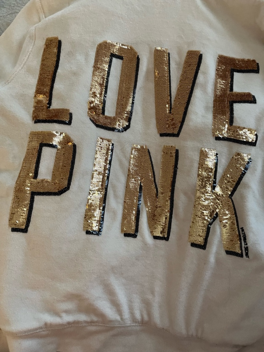 Vintage Y2K Pink Victoria's Secret- fleece lined Plush Hoodie - Cream - Picture 3 of 8